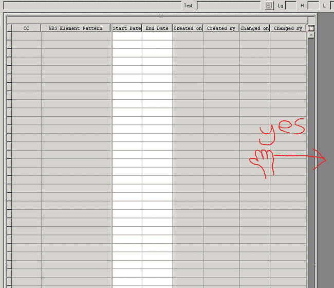 Screenshot of dragging the table wider